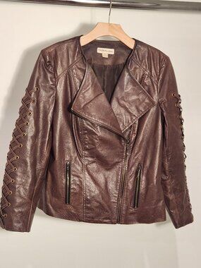 Tribal Jeans Brown LEATHER JACKET Women's Size M